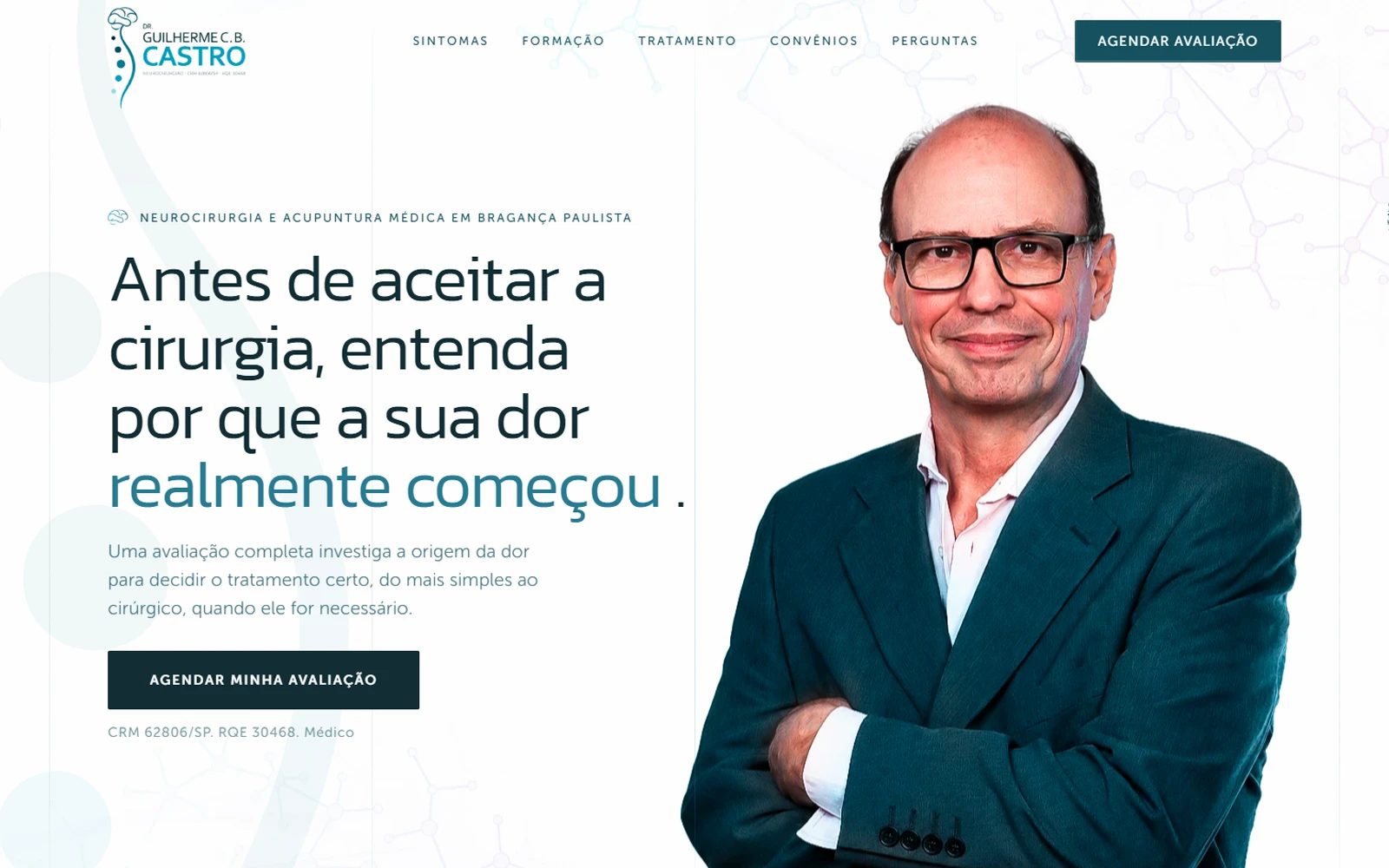 Site de Dr. Guilherme Contatore no computador