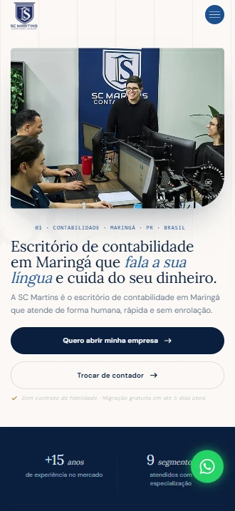 O mesmo site no celular